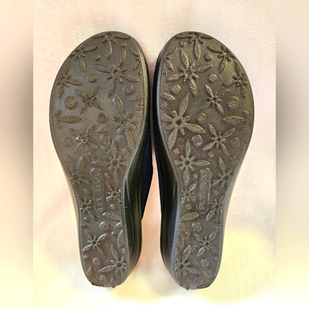 Fly Flot Women Anti-shock Anatomic Leather Navy Blue Slip On Clog Mule Shoes 7.5 - Picture 7 of 10